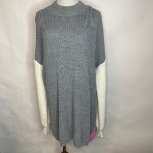 Pretty Little Things Colorblock Sweater Dress Gray Cream Pink Sz Small